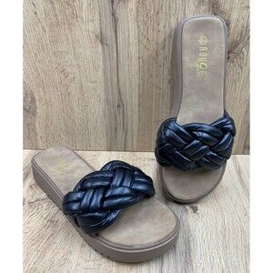 Rouge Helium Slides Sandals Women's 8.5 Black RS-PARTY Open Toe Braided Shoes